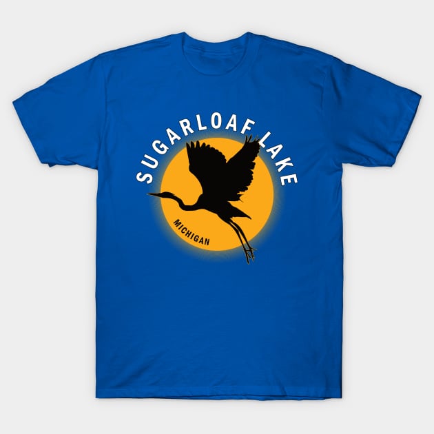Sugarloaf Lake in Michigan Heron Sunrise T-Shirt by BirdsEyeWorks